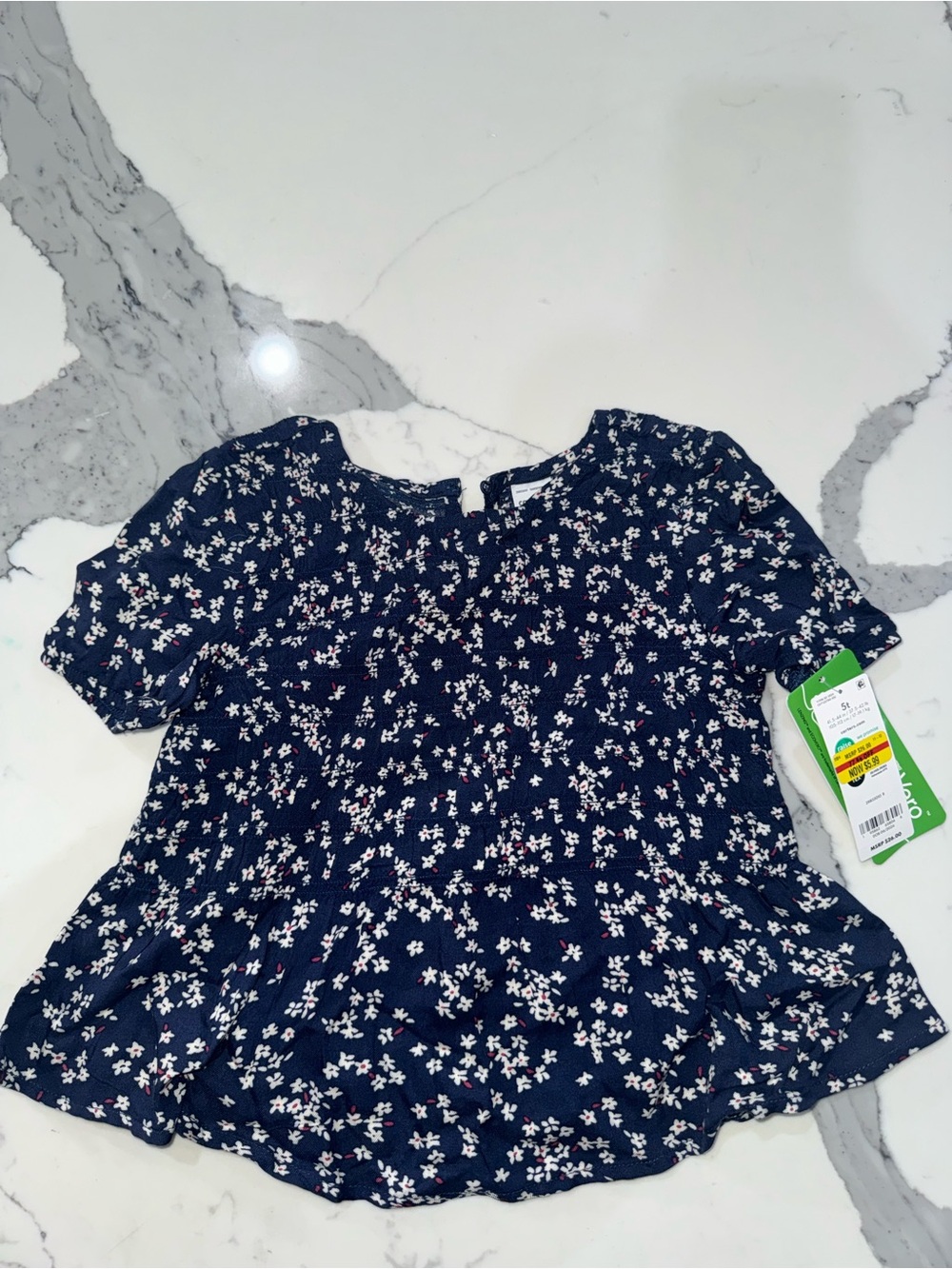 Carter's Navy Floral Short Sleeve Peplum Top
